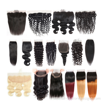 4x4 6x6 HD Lace Closure Frontal Indian virgin Human Hair Pre Plucked Wholesale 13x4 13x6 360 Transparent Lace Frontal Closure